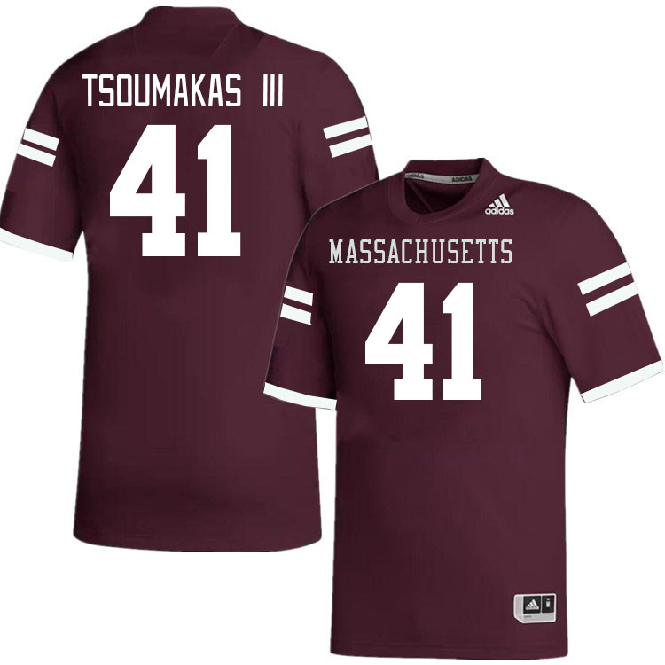 Massachusetts Minutemen #41 Alex Tsoumakas III College Football Jerseys Stitched-Maroon